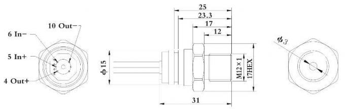 তরল স্তর পরিমাপের জন্য 15mm OEM সিলিকন 316L স্টেইনলেস স্টীল সিলিকন চাপ সেন্সর 1