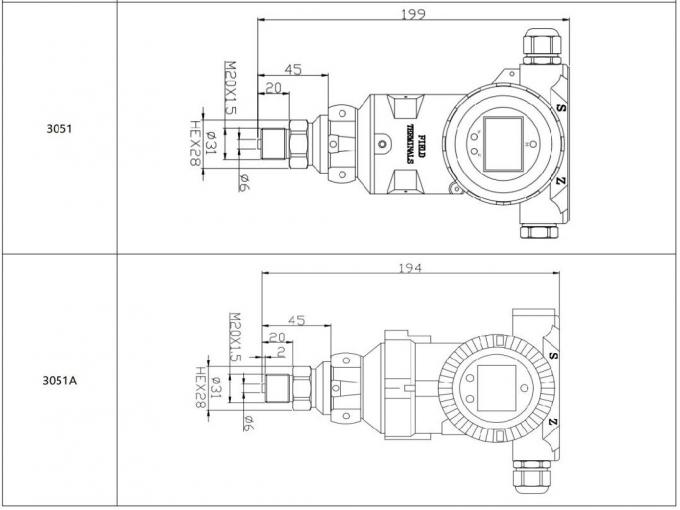 BP93420-III এলসিডি স্মার্ট চাপ ট্রান্সমিটার OEM 4-20mA ডিজিটাল চাপ ট্রান্সমিটার 3