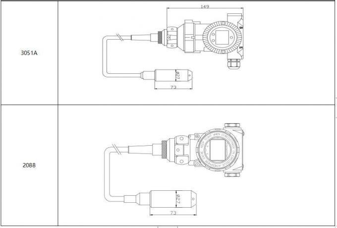 LCD BH93420-III স্প্লিট টাইপ ওয়াটার লেভেল ট্রান্সমিটার RS485 স্ট্যাটিক চাপ ট্রান্সমিটার 3